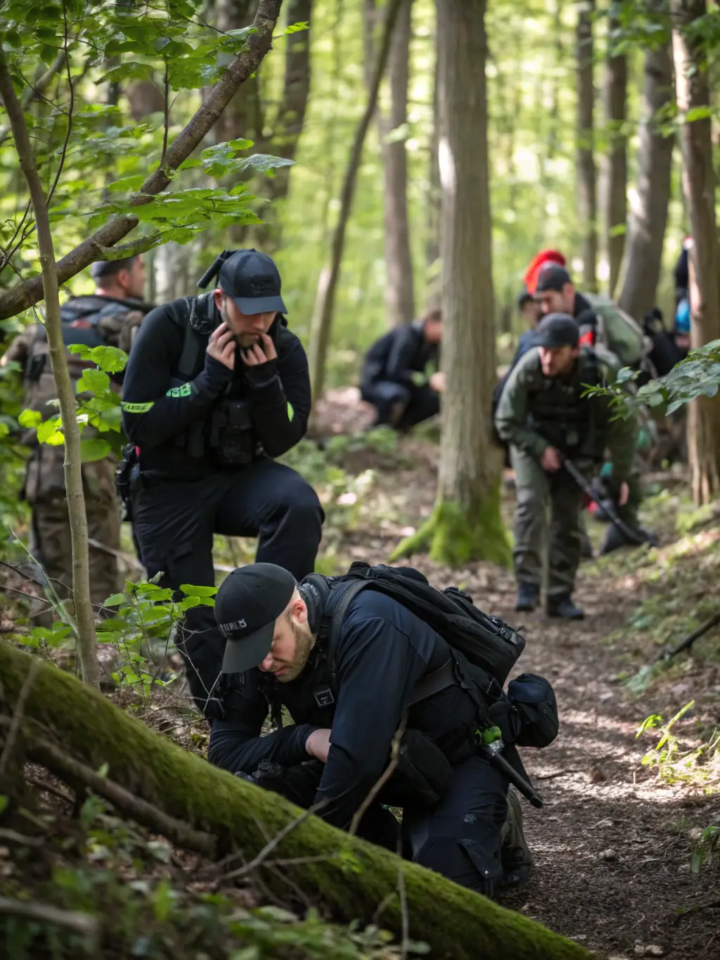 Rangers conducting patrols in a forested area, equipped with surveillance gear, highlighting the active Anti-Poaching Initiatives.