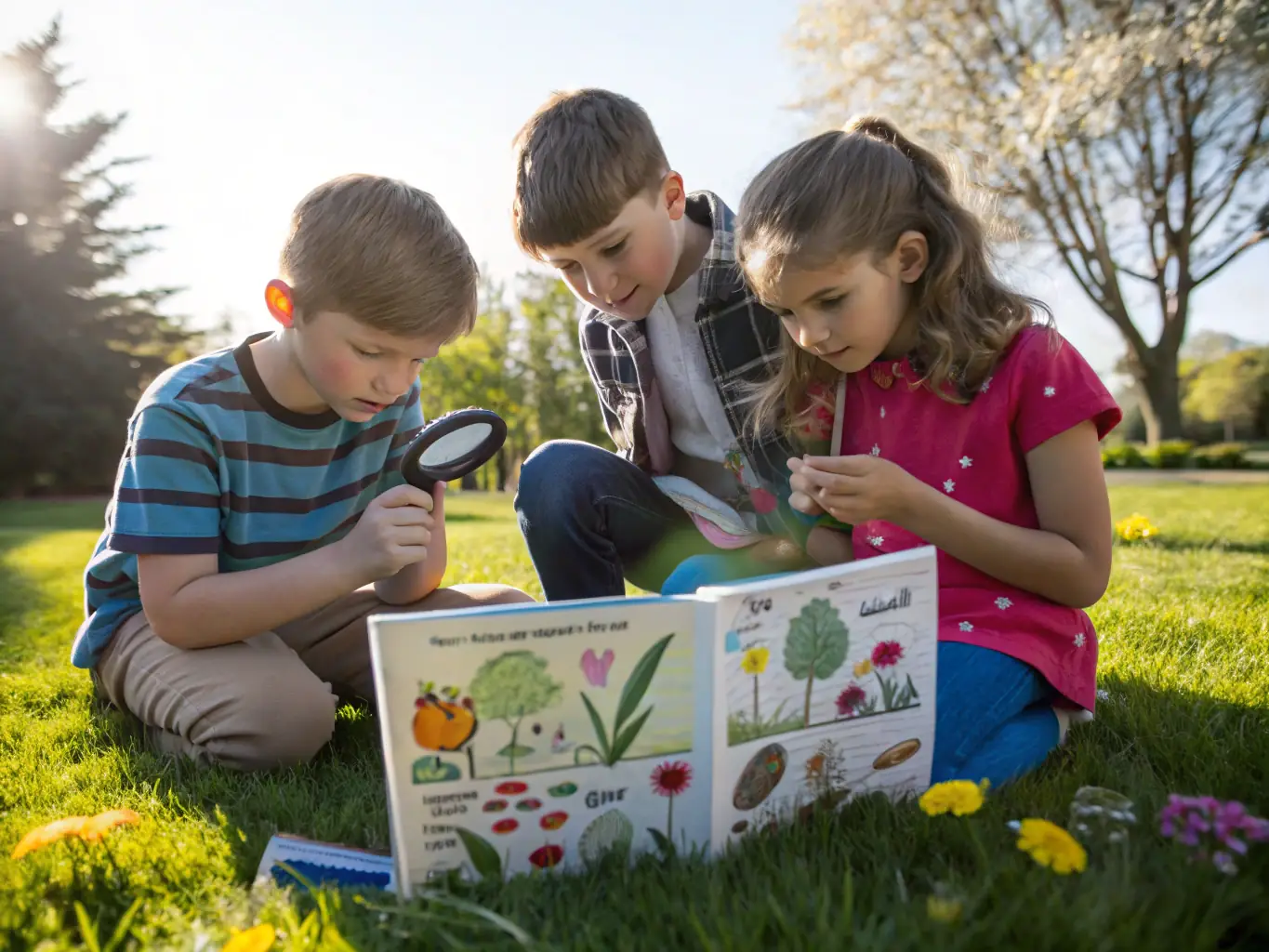 Children participating in an outdoor educational program about wildlife, showcasing SYNDICAT DE CHASSE DE RIANS's community outreach efforts.